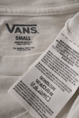 Eticheta marime si compozitie (rotita dreapta) - Tricou - VANS alb din bumbac cu logo brodat – S – Femei
