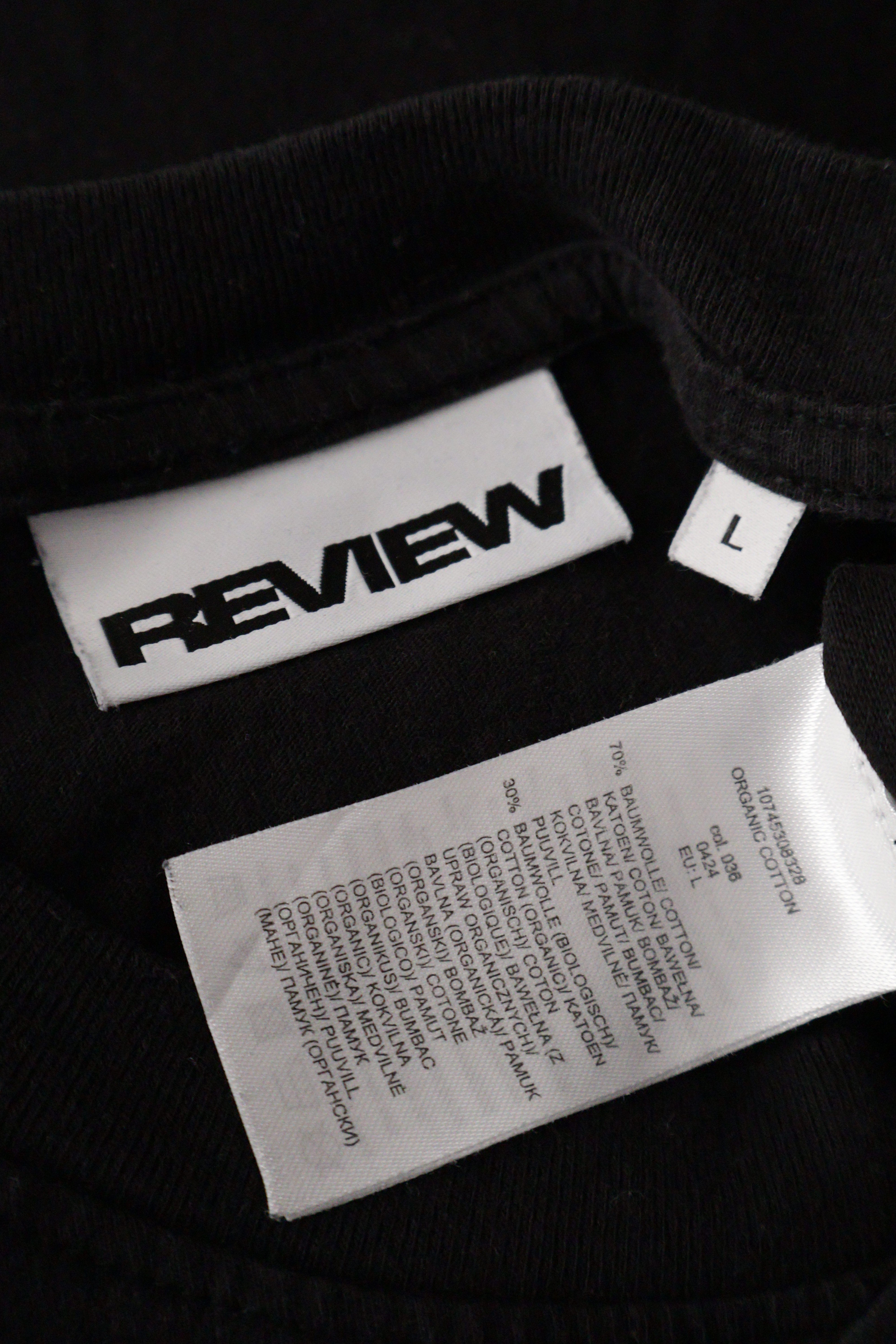 Eticheta marime si compozitie (rotita dreapta) - Tricou - Alte Branduri negru din bumbac organic cu logo discret – L – Bărbați