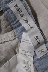 Eticheta marime si compozitie (rotita dreapta) - Pantaloni - Alte Branduri bej deschis din in cu croială slim – L – Bărbați