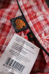 Eticheta marime si compozitie (rotita dreapta) - Cămașă - Premium roșie in carouri cu croială casual – M – Femei