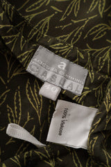Eticheta marime si compozitie (rotita dreapta) - Fustă - Premium oliv cu imprimeu vegetal si croiala dreapta – L – Femei