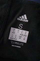Eticheta marime si compozitie (rotita dreapta) - Pantaloni scurți - Adidas gri-albastrui din material tehnic cu strat dublu – S – Femei