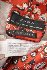 Eticheta marime si compozitie (rotita dreapta) - Cămașă - ZARA caramiziu cu imprimeu floral-paisley – L – Bărbați
