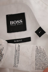 Eticheta marime si compozitie (rotita dreapta) - Cămașă - Hugo Boss alb din bumbac cu croială slim fit – L – Bărbați