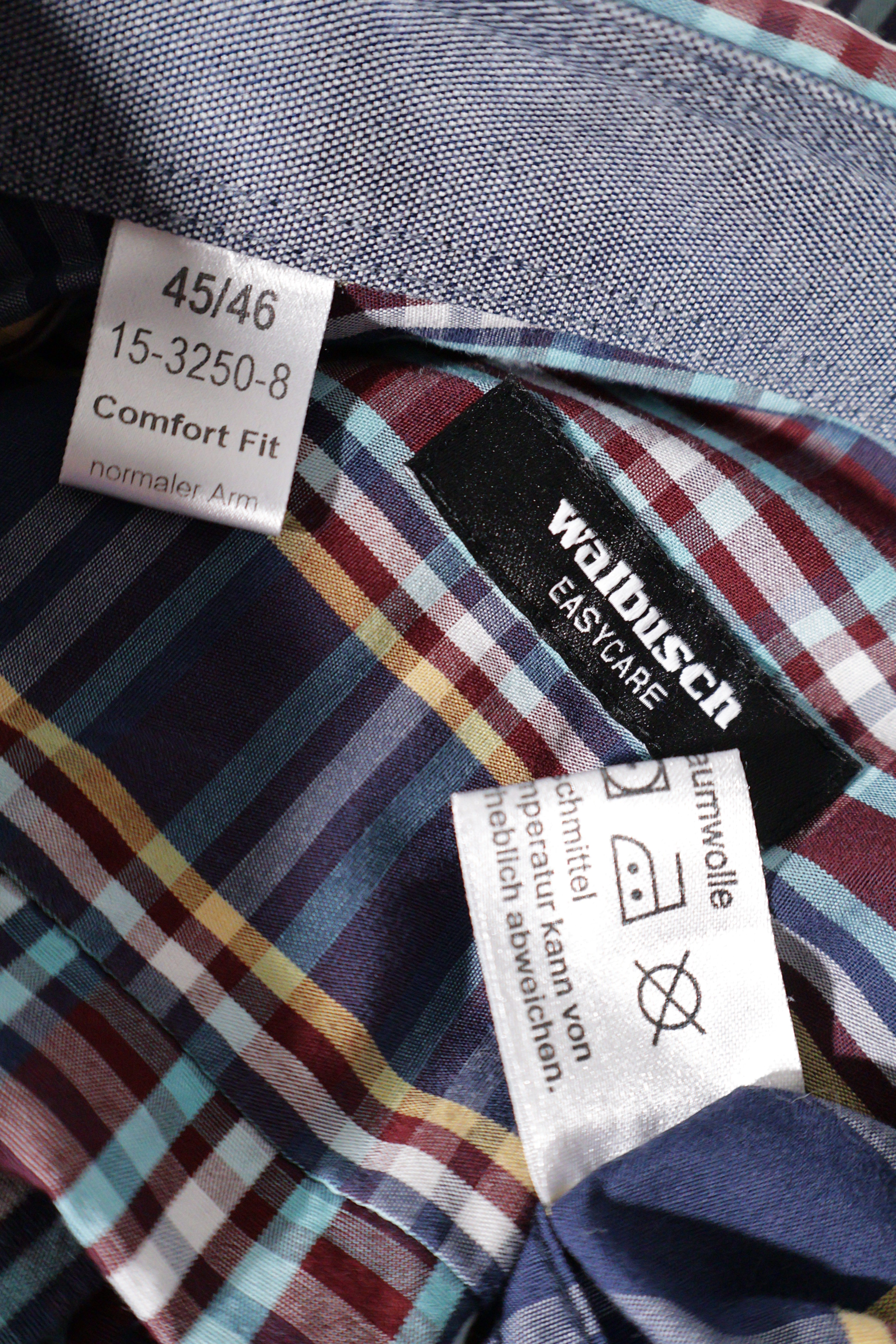 Eticheta marime si compozitie (rotita dreapta) - Cămașă - walbusch in carouri colorate cu croială comfort fit – XL – Bărbați