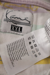 Eticheta marime si compozitie (rotita dreapta) - Tricou - Karl Kani alb crem cu dungi pastel si imprimeu repetat – XXL – Bărbați