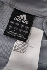 Eticheta marime si compozitie (rotita dreapta) - Tricou - Adidas gri din poliester cu croiala sport – L – Bărbați