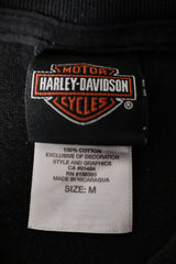 Eticheta marime si compozitie (rotita dreapta) - Tricou - Harley-Davidson negru din bumbac cu print grafic – M – Bărbați