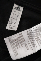 Eticheta marime si compozitie (rotita dreapta) - Tricou - Adidas negru din bumbac cu linii laterale contrastante – L – Bărbați