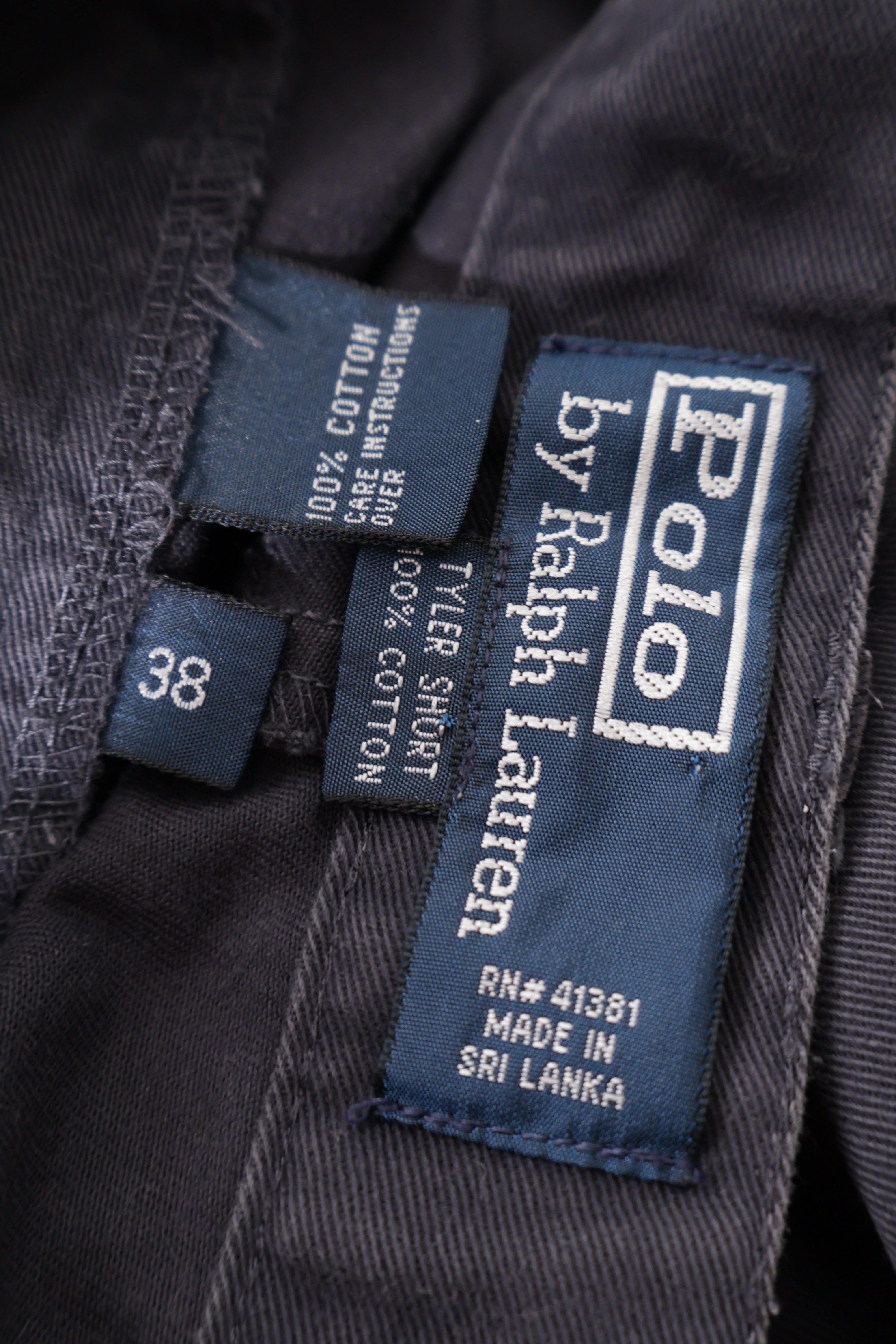 Eticheta marime si compozitie (rotita dreapta) - Pantaloni scurți - RALPH LAUREN bleumarin din bumbac cu croiala relaxata – XL – Bărbați