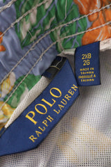 Eticheta marime si compozitie (rotita dreapta) - Pantaloni baie - RALPH LAUREN albaștri deschiși cu imprimeu floral multicolor – XXL – Bărbați