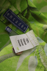 Camasa Encadee verde lime cu imprimeu floral-botanic mărime M etichetă mărime și compoziție second-hand premium