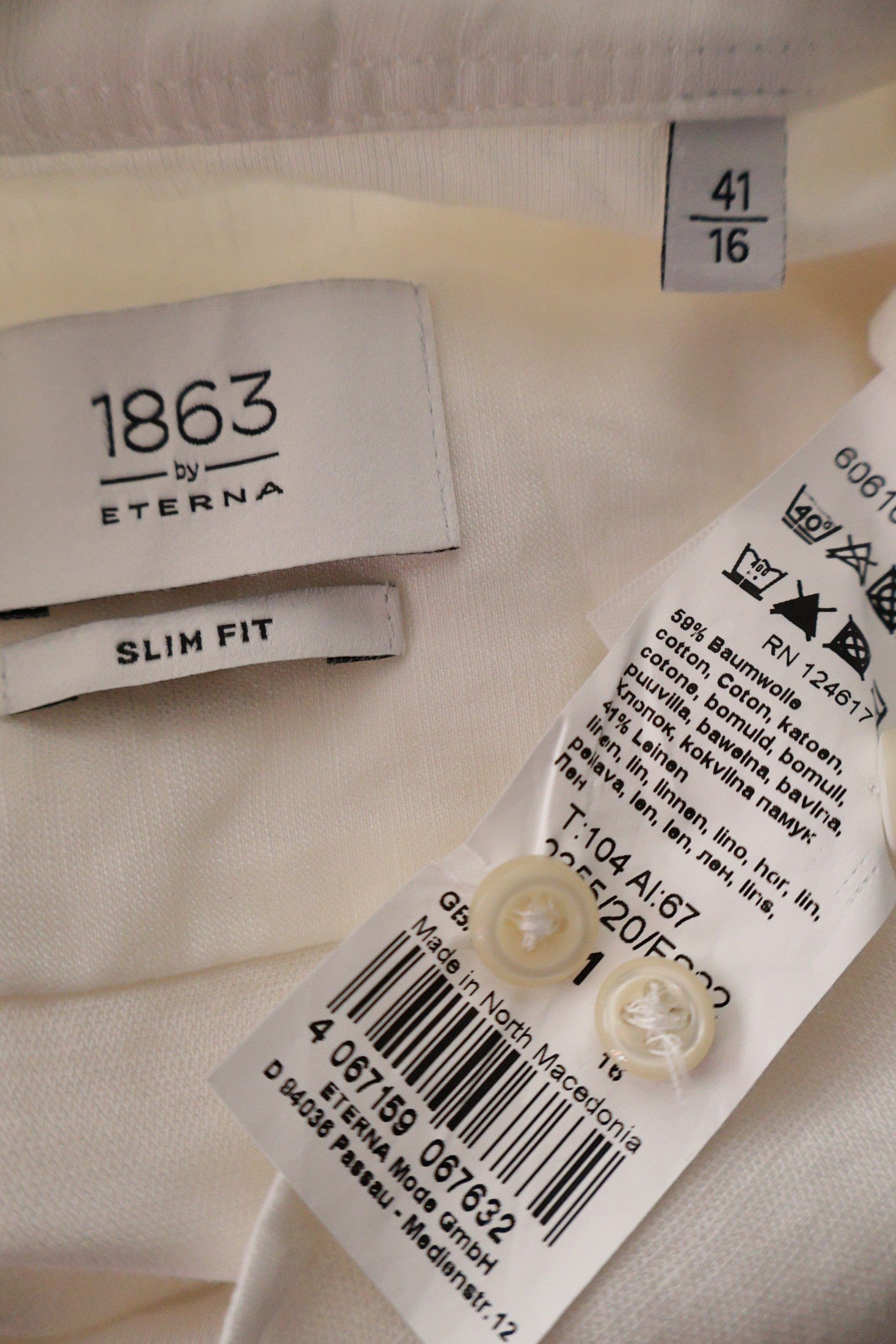 Camasa 1863 by Eterna alb mărime L etichetă mărime și compoziție second-hand premium