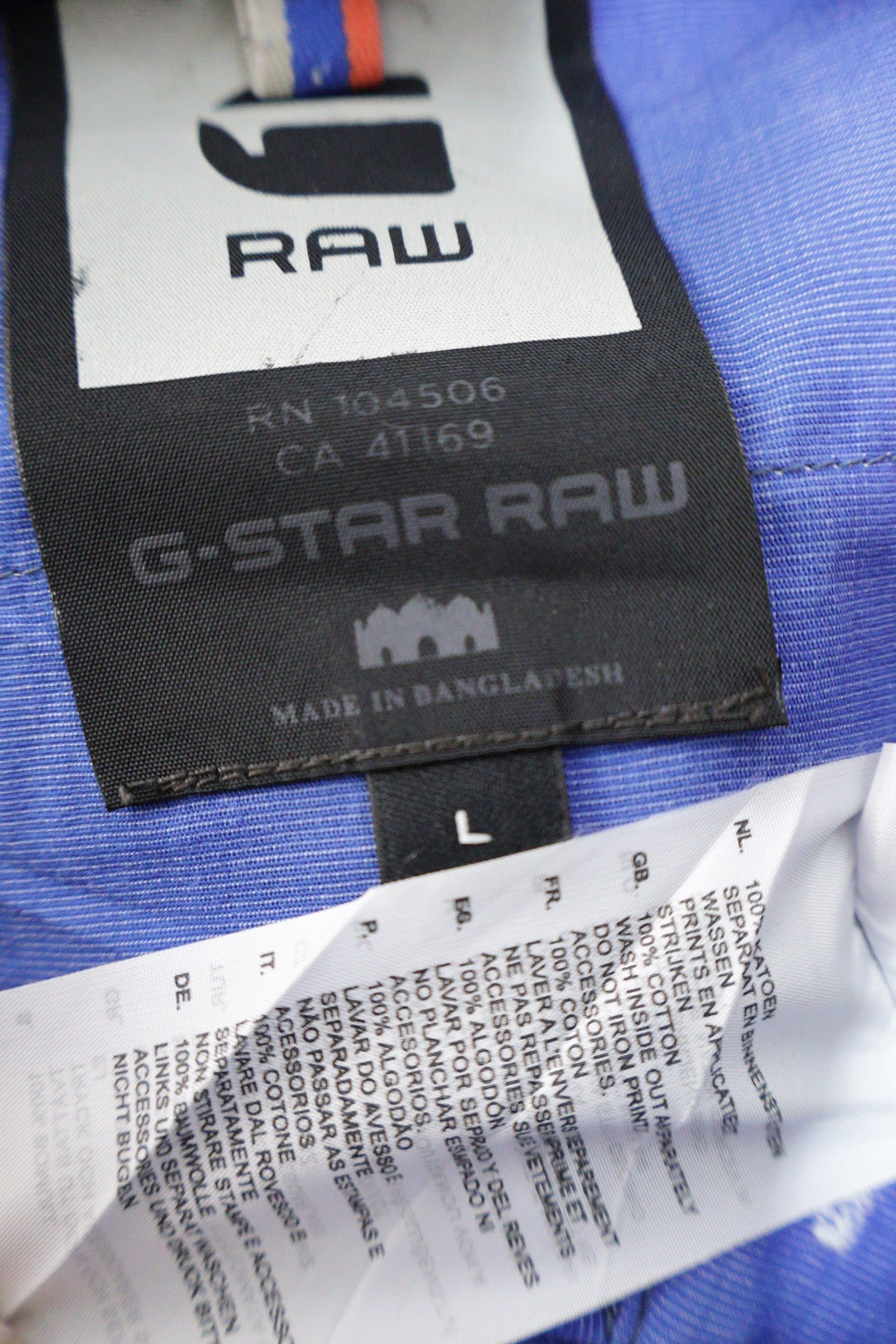Camasa G-STAR RAW albastru mărime L etichetă mărime și compoziție second-hand premium