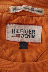 Tricou Hilfiger Denim portocaliu mărime L etichetă mărime și compoziție second-hand premium
