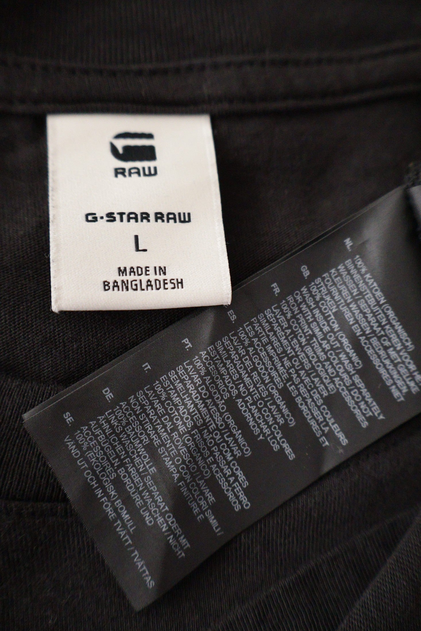 Tricou G-STAR RAW negru mărime L etichetă mărime și compoziție second-hand premium