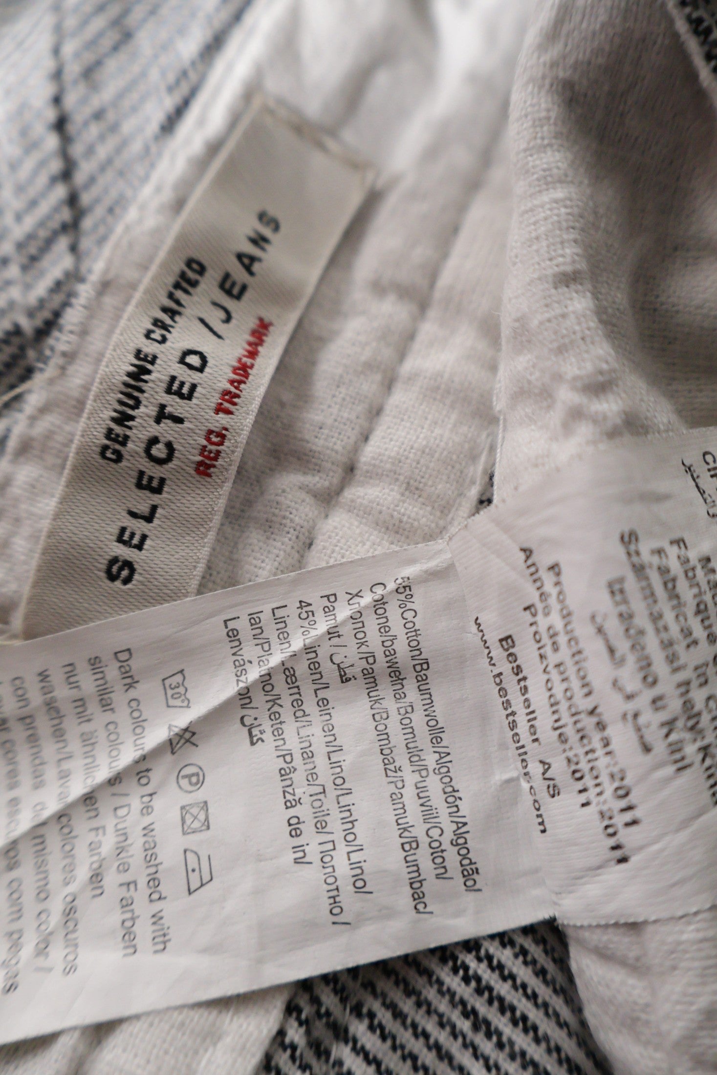 Pantaloni Selected Homme gri mărime M etichetă mărime și compoziție second-hand premium