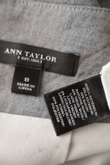 Fusta Ann Taylor gri mărime M etichetă mărime și compoziție second-hand premium