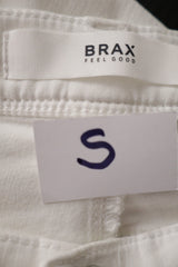 Pantaloni BRAX alb mărime S etichetă mărime și compoziție second-hand premium