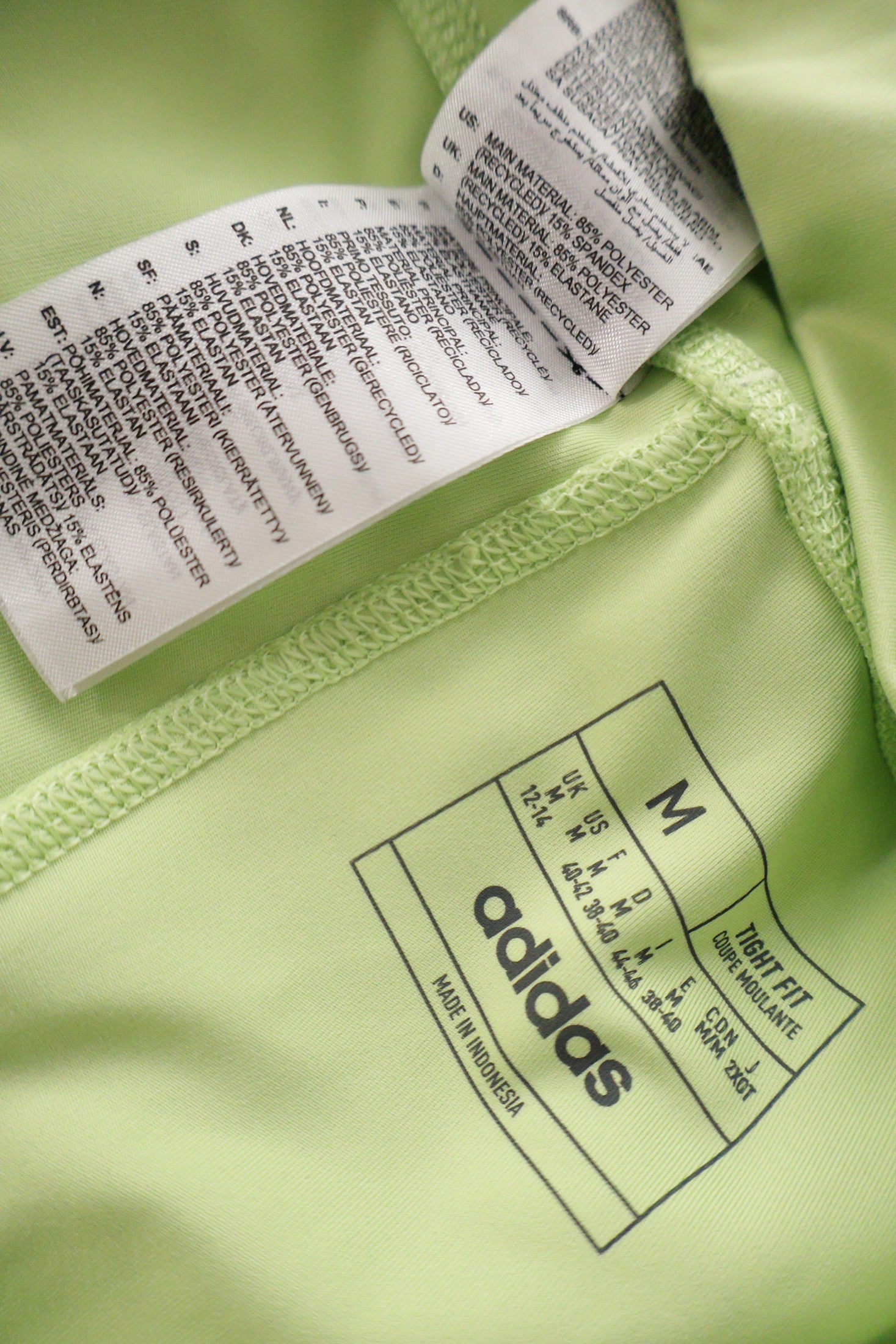 Colanti adidas verde deschis mărime M etichetă mărime și compoziție second-hand premium
