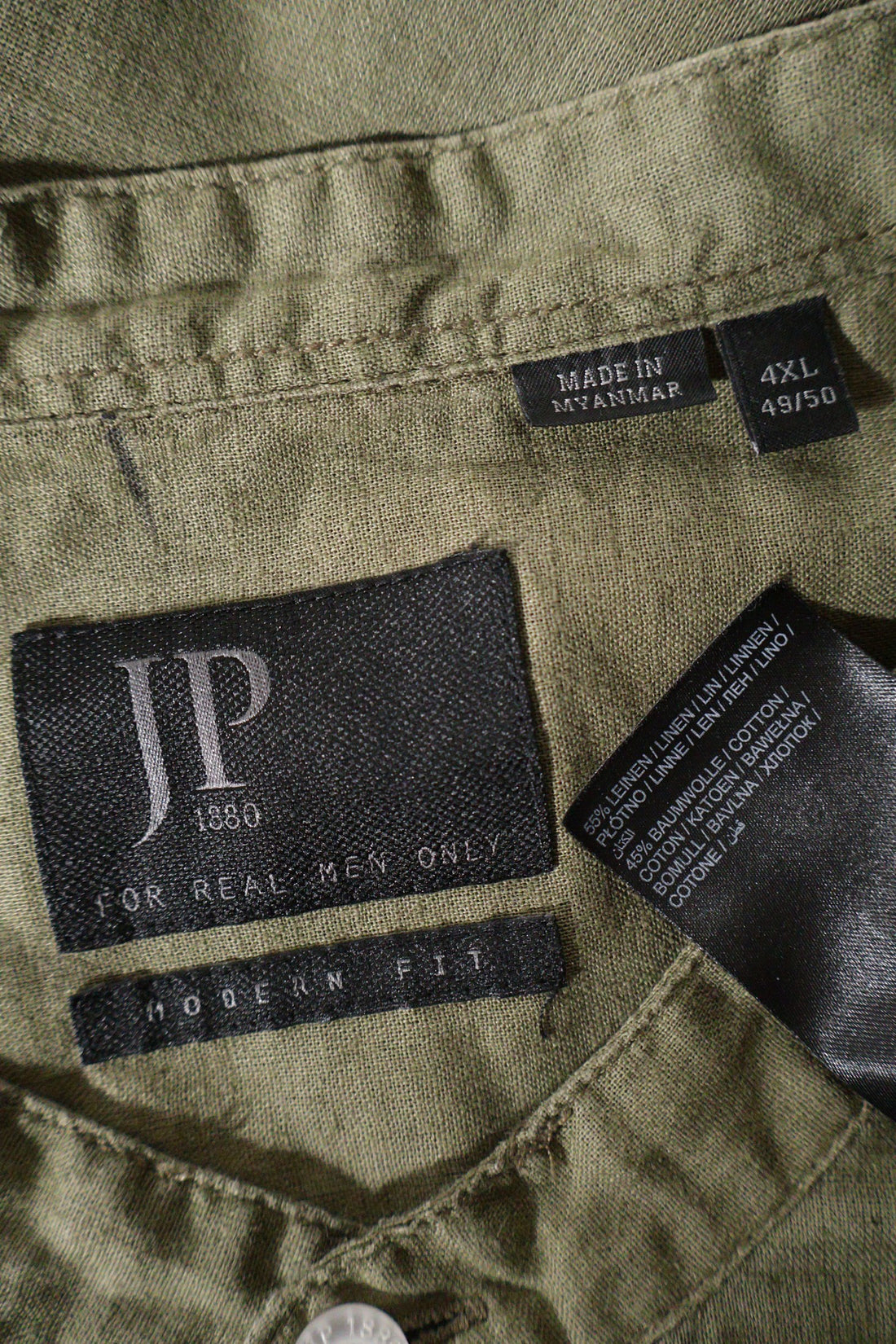 Camasa JP 1880 verde kaki mărime 4XL+ etichetă mărime și compoziție second-hand premium