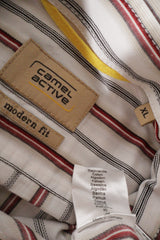 Camasa Camel Active alb cu dungi roșii și gri mărime XL etichetă mărime și compoziție second-hand premium