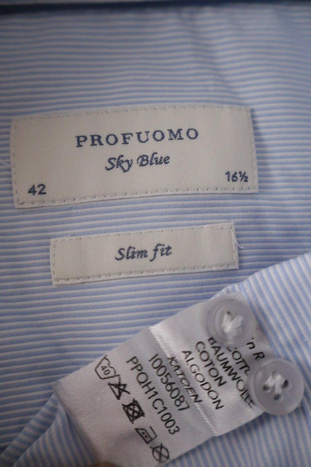 Camasa PROFUOMO alb mărime L etichetă mărime și compoziție second-hand premium