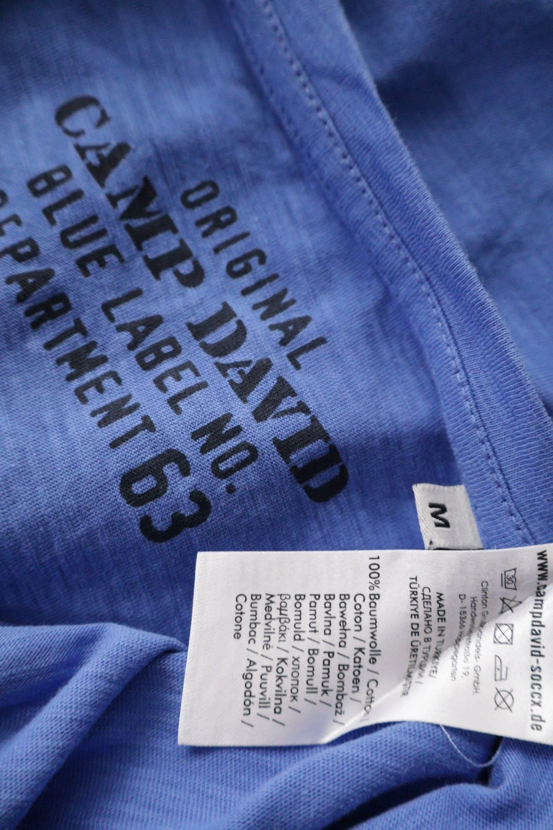 Tricou Camp David albastru mărime M etichetă mărime și compoziție second-hand premium