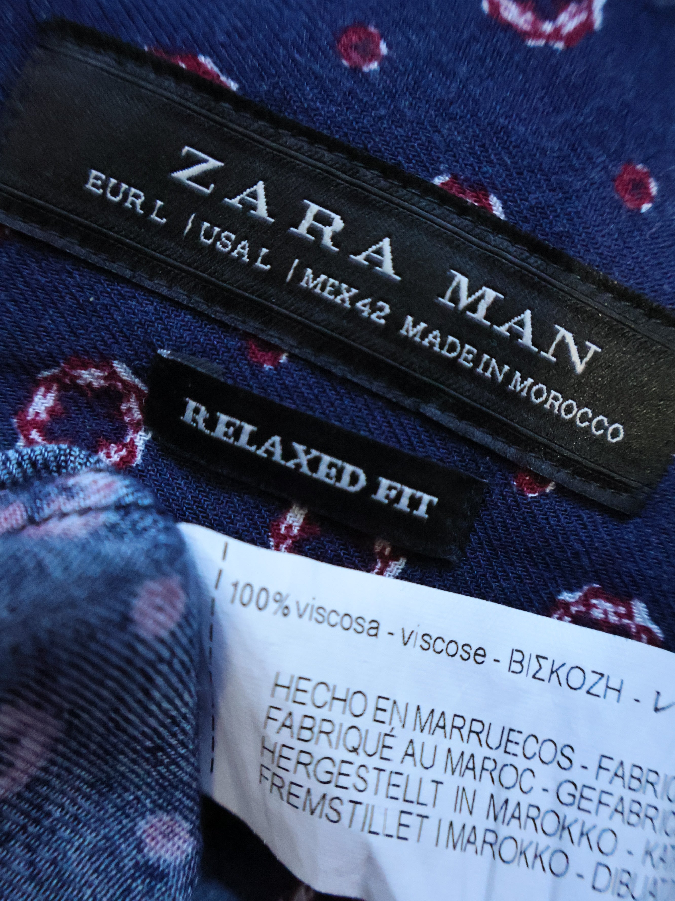 Eticheta marime si compozitie - Camasa Zara - L - Barbati
