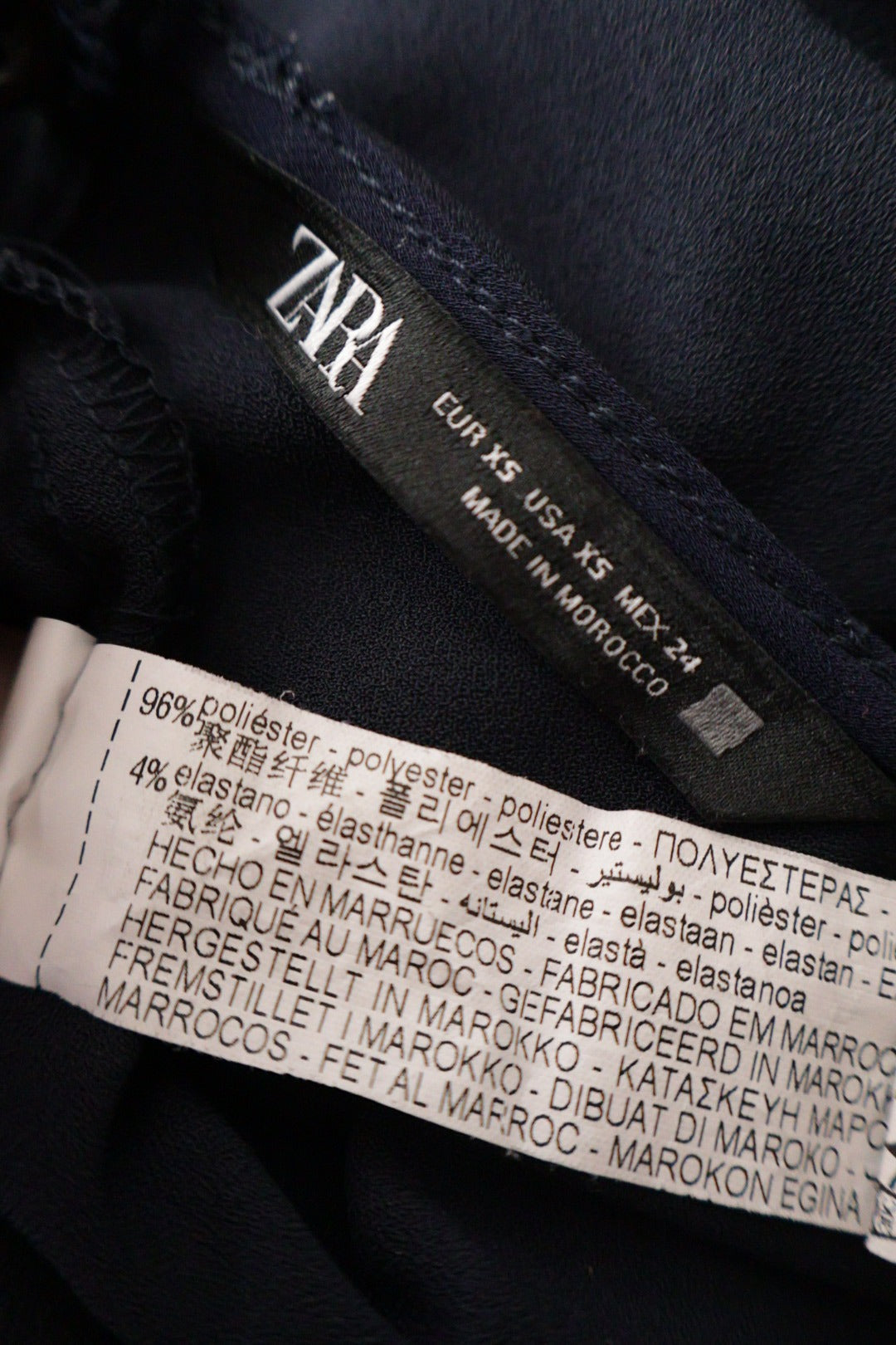 Salopeta Zara bleumarin mărime XS etichetă mărime și compoziție second-hand premium