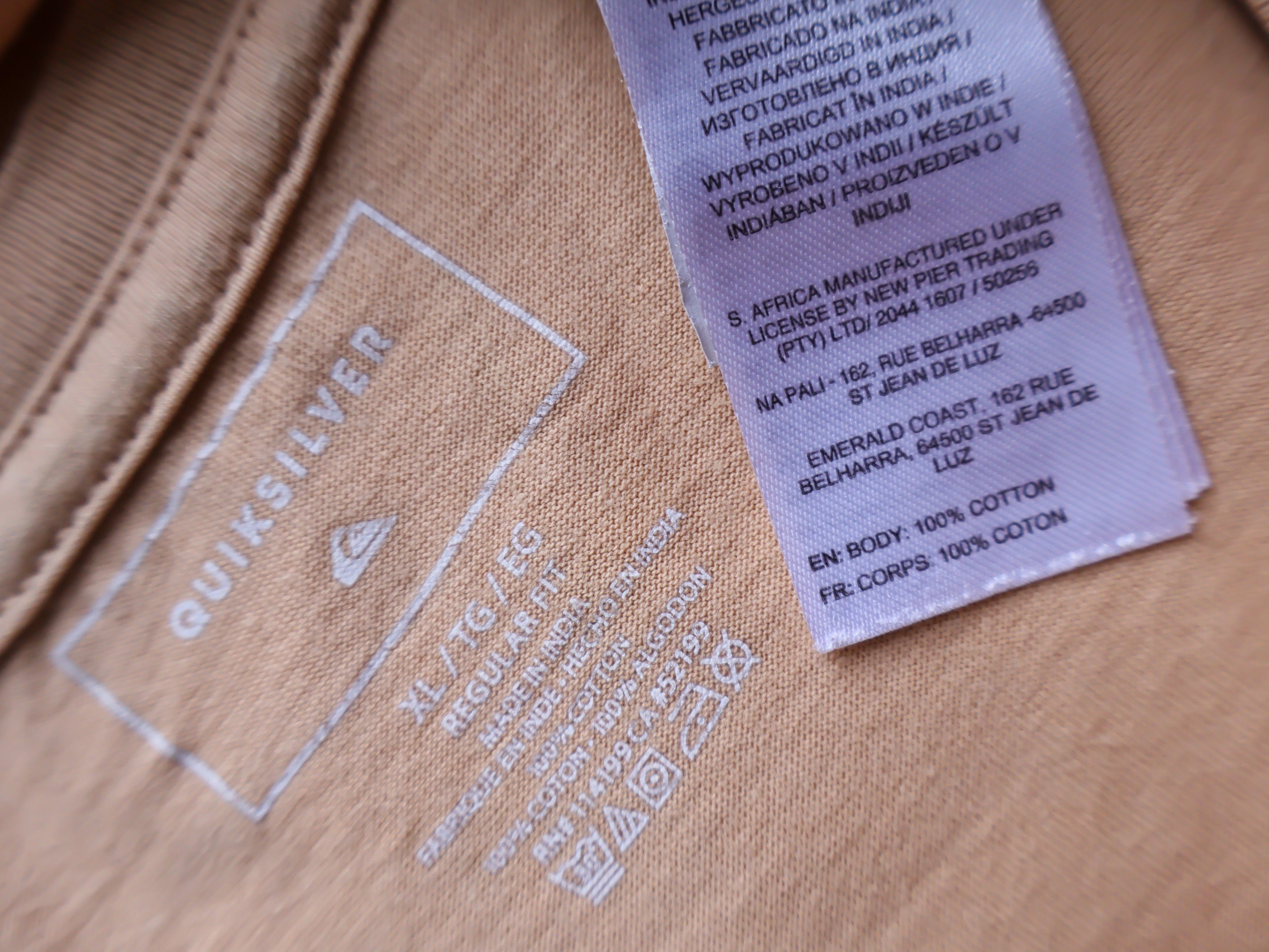Eticheta marime si compozitie - Tricou Quiksilver - M - Barbati