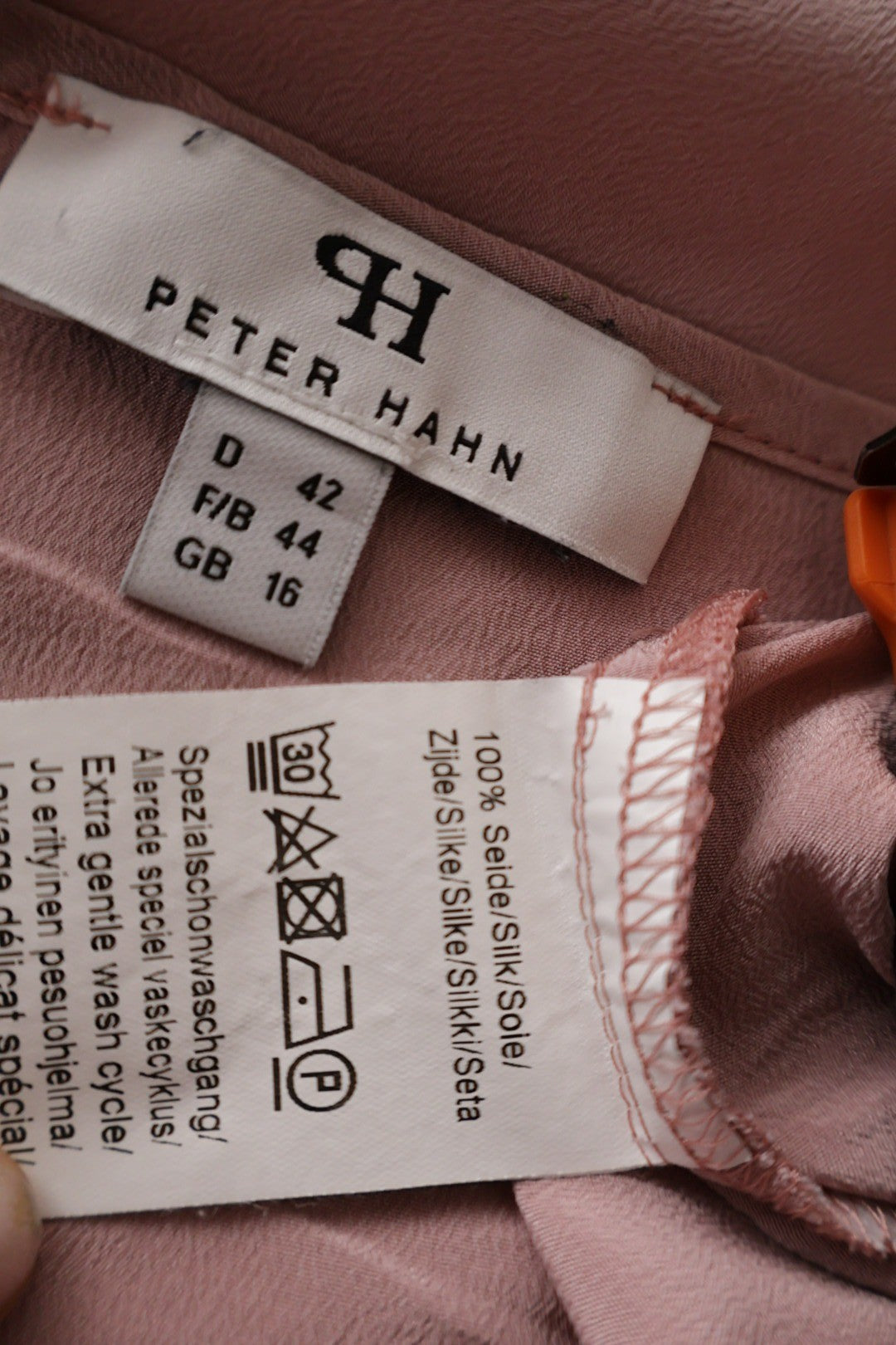 Top Peter Hahn roz pudrat mărime L etichetă mărime și compoziție second-hand premium