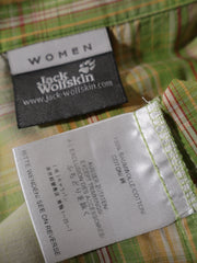 Eticheta marime si compozitie (rotita dreapta) - Cămașă Jack Wolfskin in carouri pastelate – M – Femei