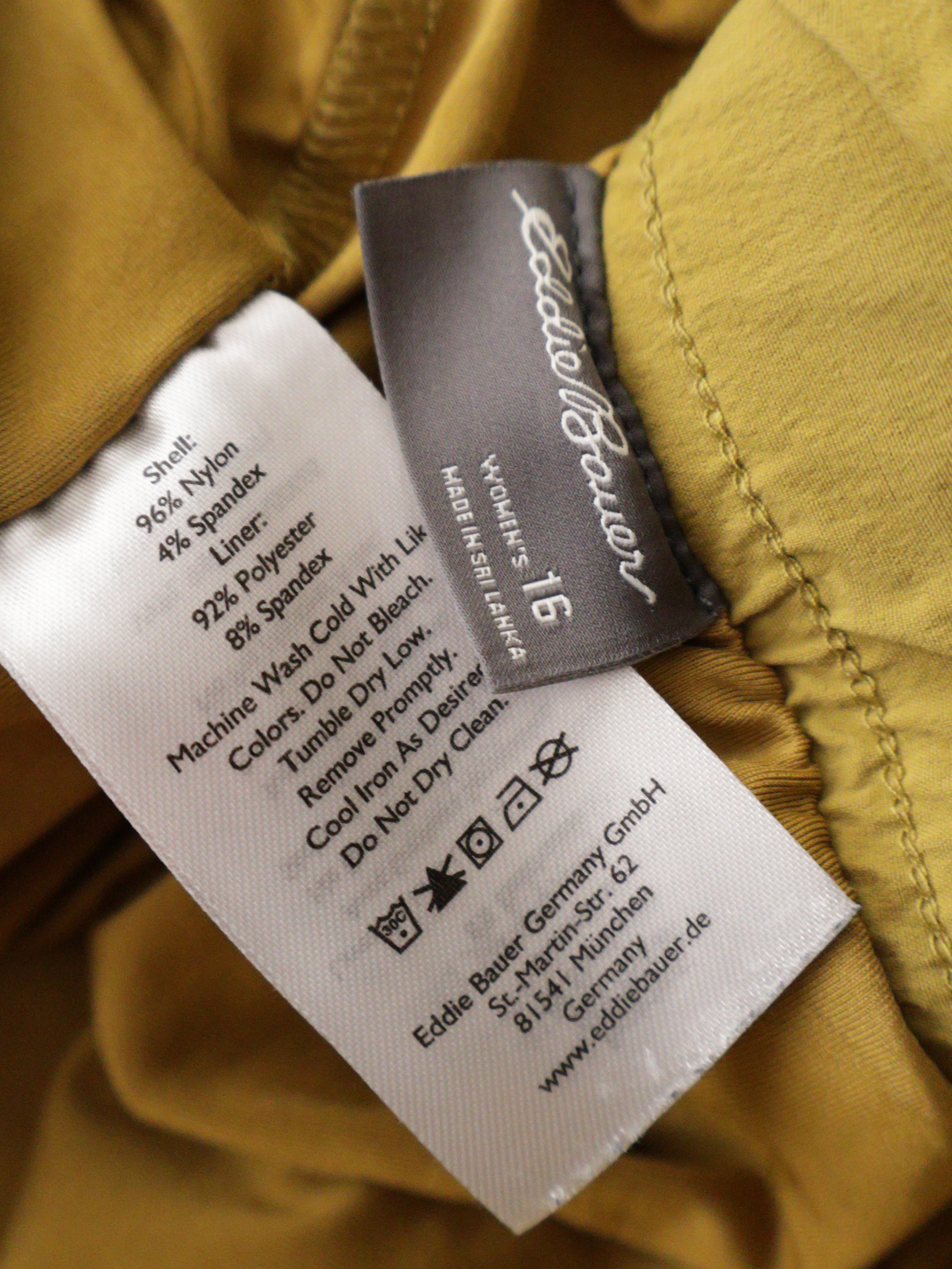Eticheta marime si compozitie (rotita dreapta) - Fustă Eddie Bauer mustar cu croiala sport – XL – Femei