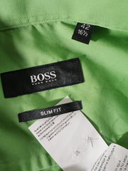 Eticheta marime si compozitie (rotita dreapta) - Cămașă Hugo Boss verde deschis slim fit – L – Bărbați