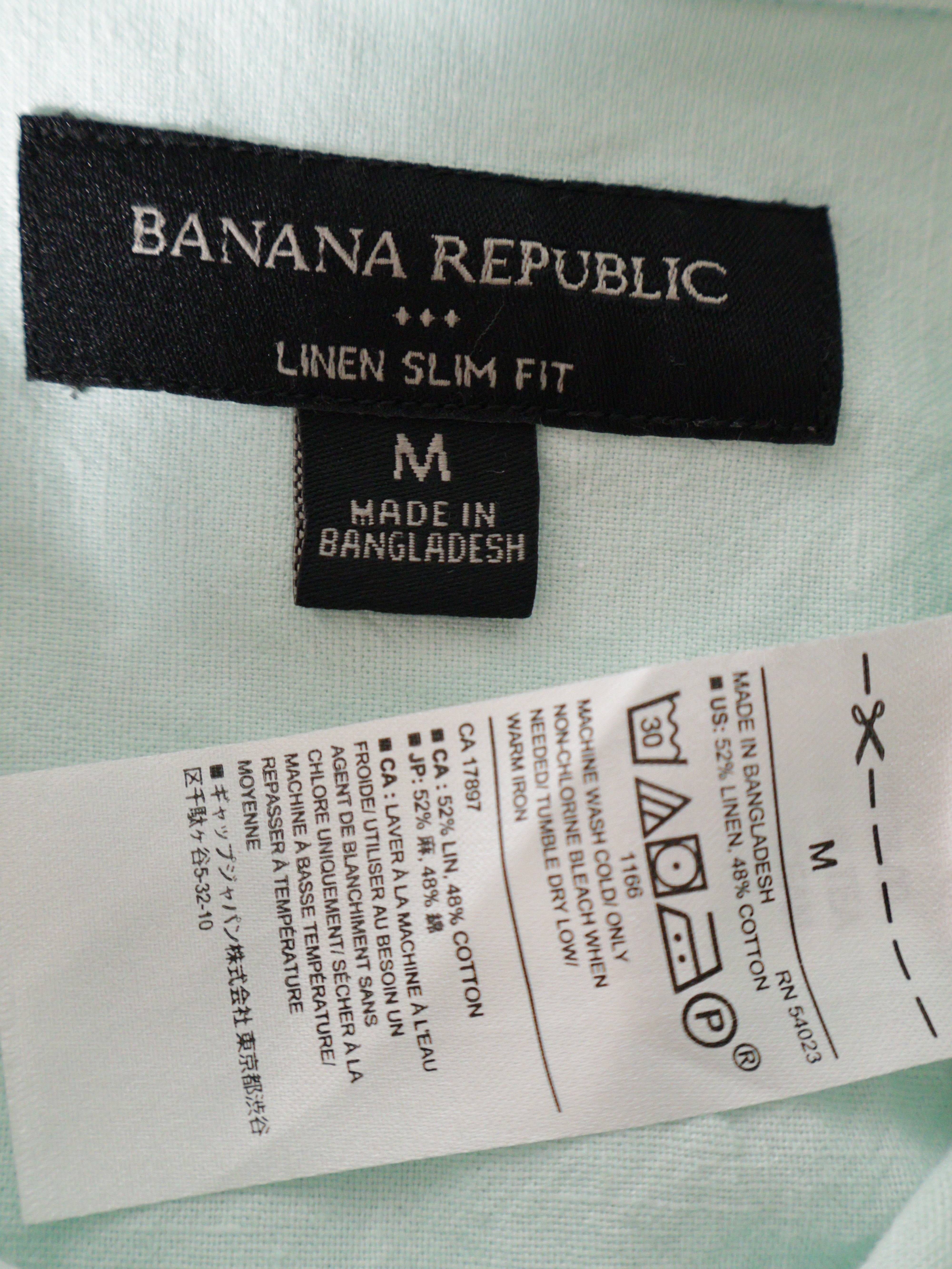 Eticheta marime si compozitie (rotita dreapta) - Cămașă Banana Republic din in si bumbac – M – Bărbați