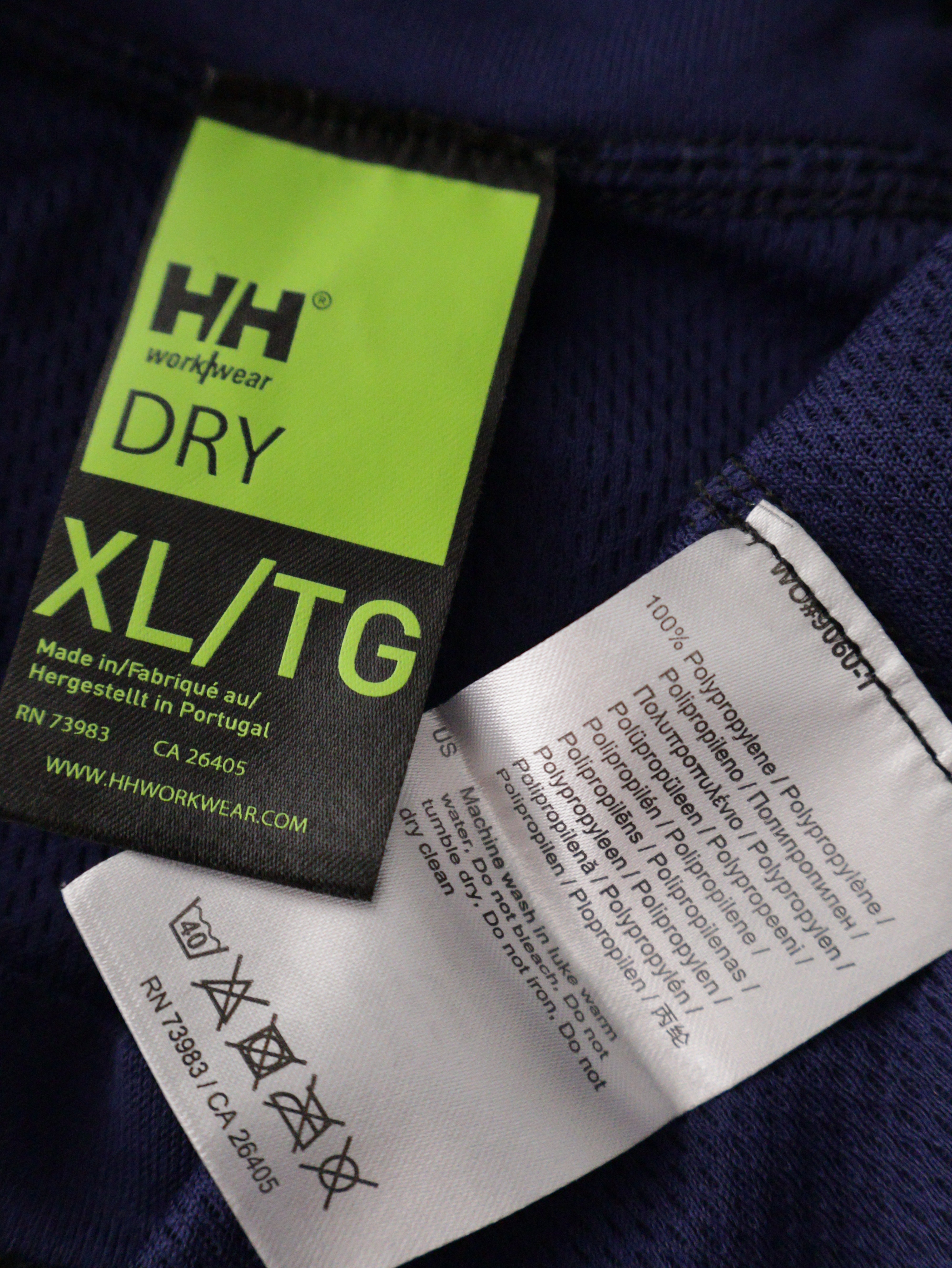 Eticheta marime si compozitie (rotita dreapta) - Bluză Helly Hansen bleumarin cu finisaje tehnice – XL – Bărbați