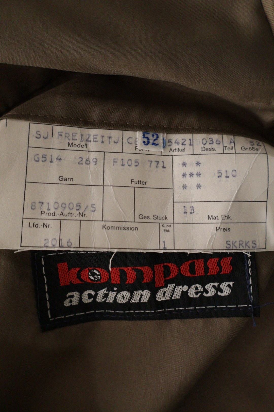 kompass – geacă – etichetă – second-hand premium