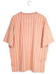 Tricou Karl Kani somon/portocaliu pal cu dungi albe mărime XL vedere din spate second-hand premium