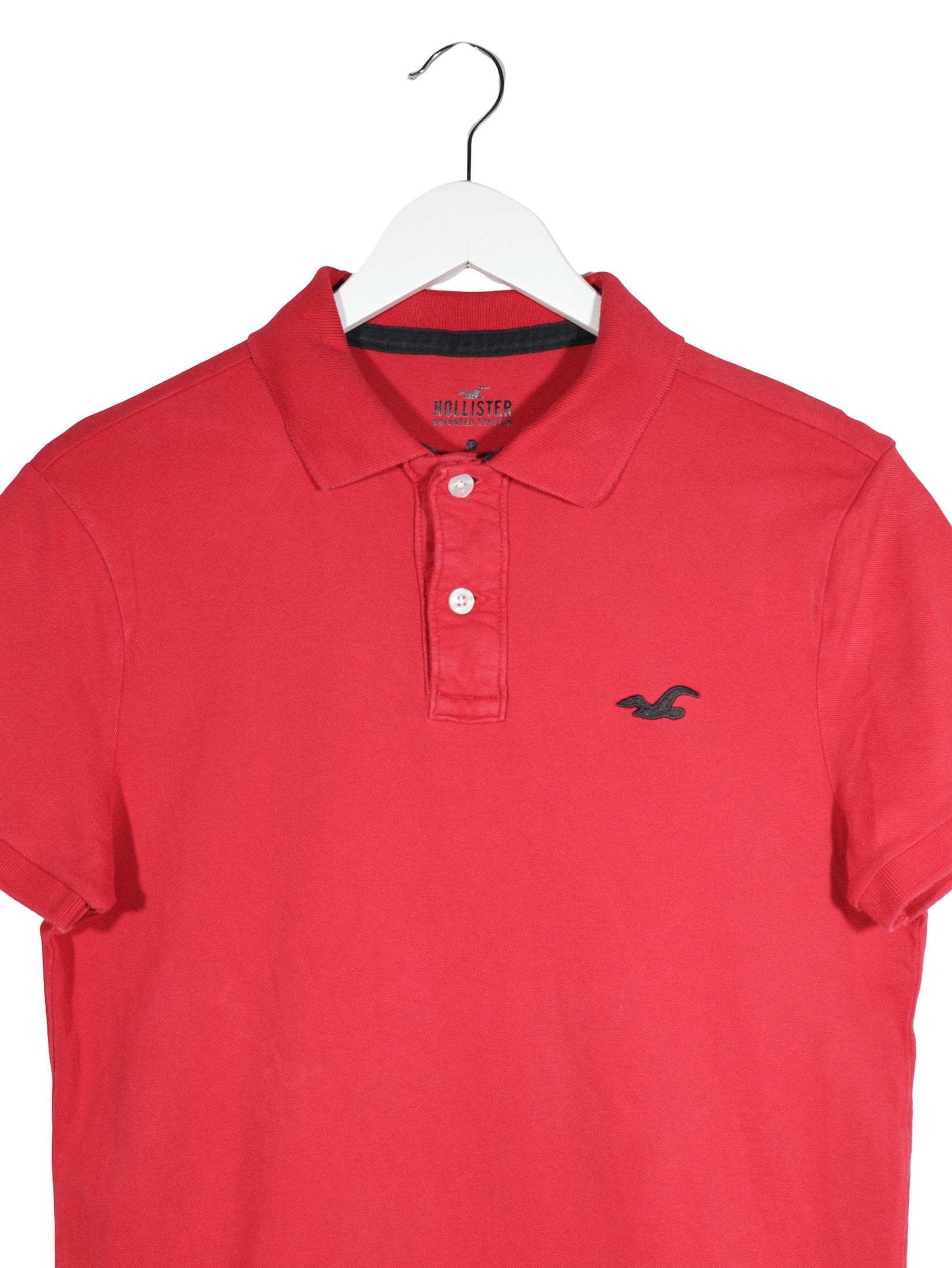 Tricou Hollister roșu mărime S detaliu material și croială second-hand premium