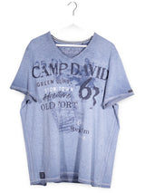 Tricou Camp David albastru deschis spalacit mărime XXL vedere din față second-hand premium