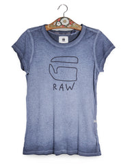 Tricou G-STAR RAW albastru mărime L vedere din față second-hand premium