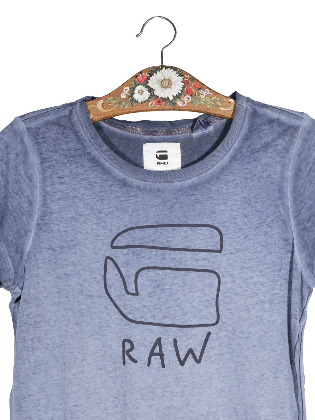 Tricou G-STAR RAW albastru mărime L detaliu material și croială second-hand premium