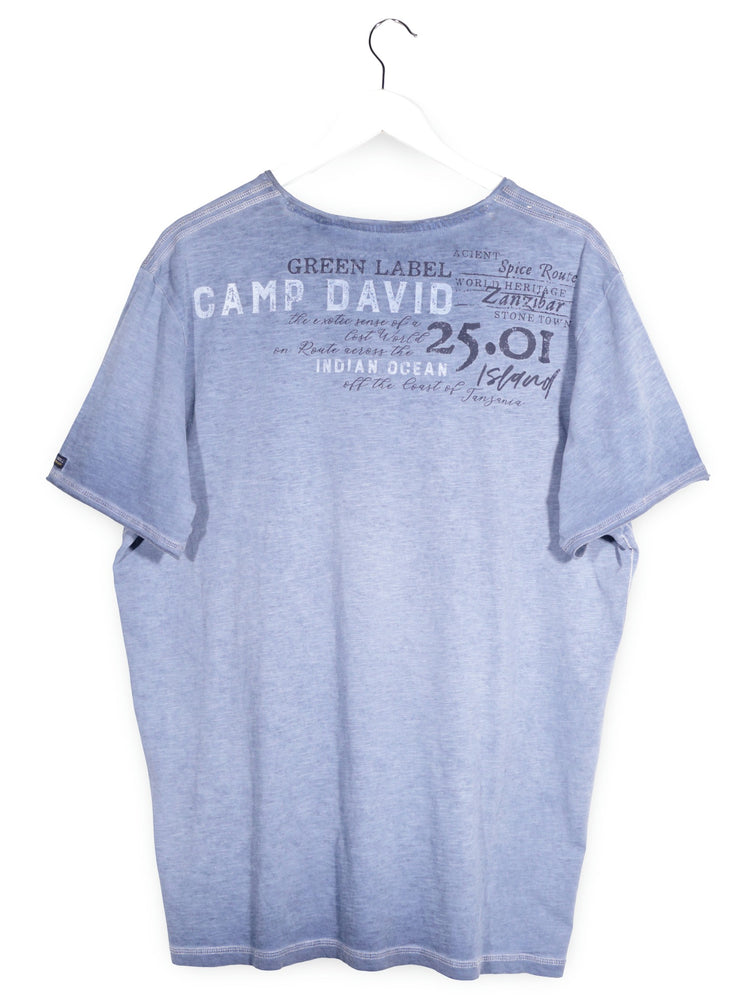 Tricou Camp David albastru deschis spalacit mărime XXL vedere din spate second-hand premium