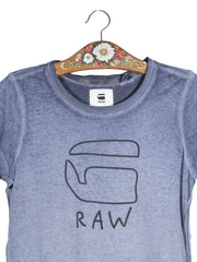 Tricou G-STAR RAW albastru mărime L detaliu material și croială second-hand premium