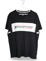 Tricou Tommy Sport negru, alb, rosu mărime XL vedere din față second-hand premium