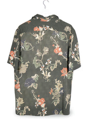 Camasa ZARA verde închis cu imprimeu floral multicolor mărime L vedere din spate second-hand premium