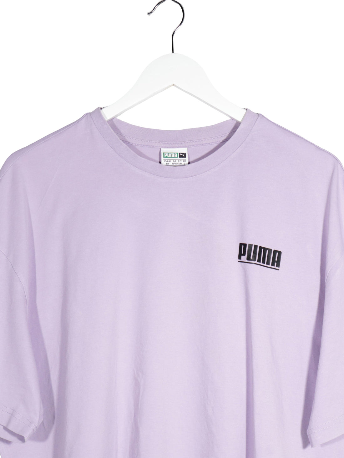 Tricou PUMA lila mărime L detaliu material și croială second-hand premium