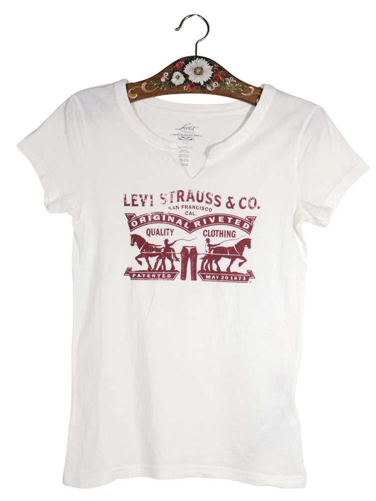 Tricou Levi's alb mărime XS vedere din față second-hand premium