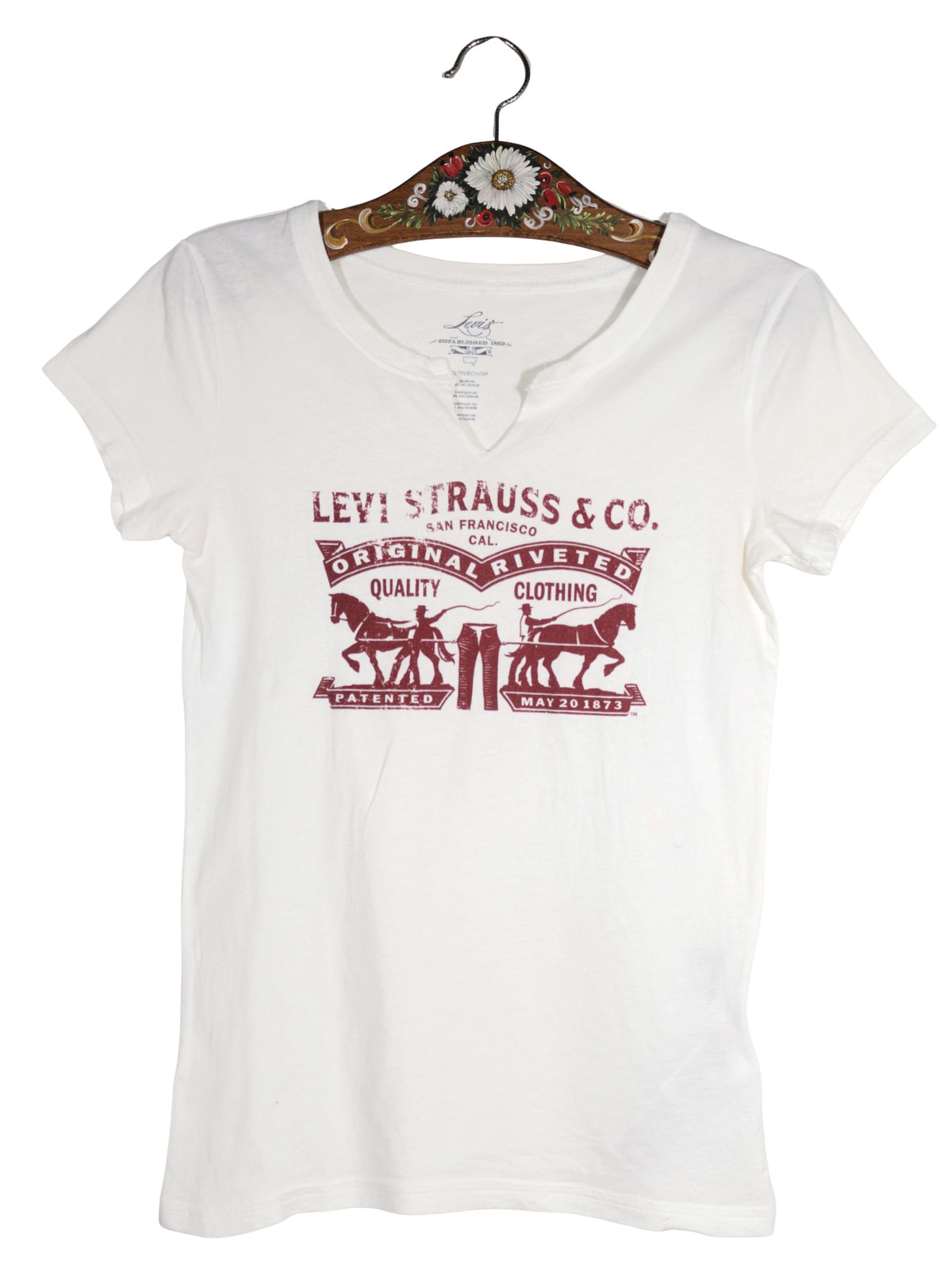 Tricou Levi's alb mărime XS vedere din față second-hand premium